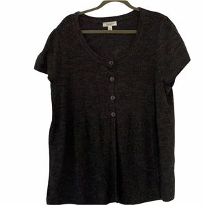 Dress Barn Short Sleeve Dark Gray Cardigan